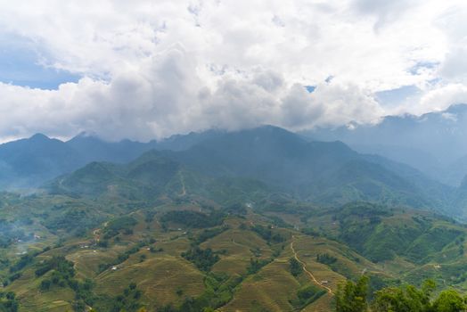 Beautiful View of mountains contain lot of terraced fields