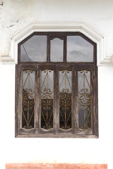 Vintage style window in front of building