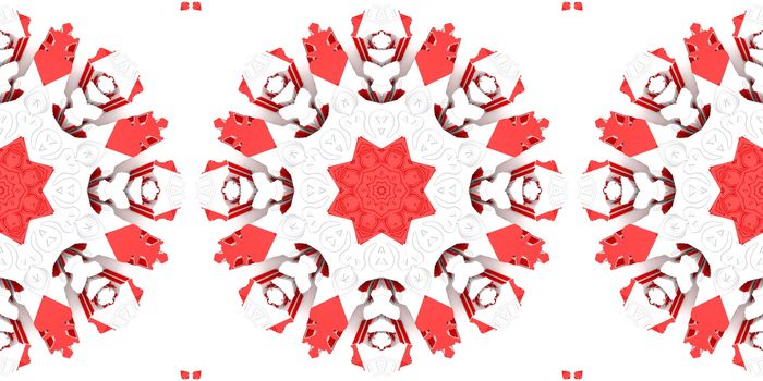 red Ethnic pattern. Abstract kaleidoscope fabric design.