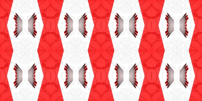 red Ethnic pattern. Abstract kaleidoscope fabric design.