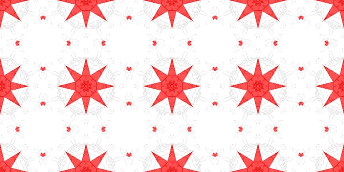 red Ethnic pattern. Abstract kaleidoscope fabric design.