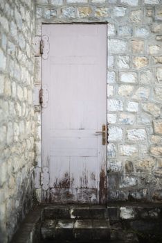 Vintage style doors in front of building