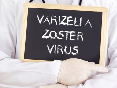 Doctor shows information: varicella zoster virus in german