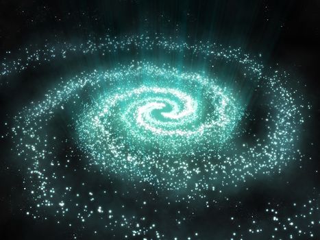 Illustration of space scene with swirl stars