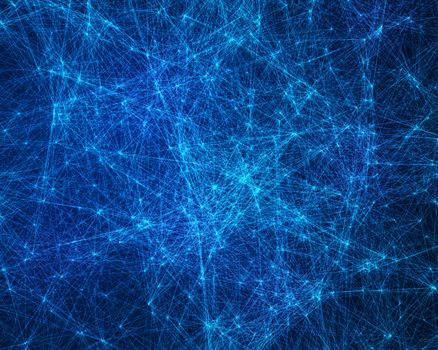 Abstract digital background with blue cybernetic particles