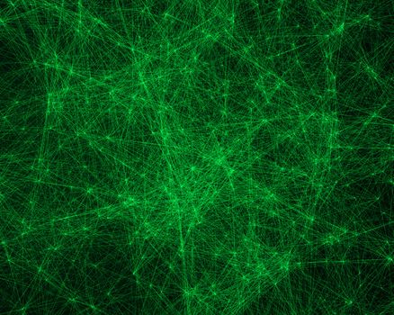 Abstract digital background with green cybernetic particles