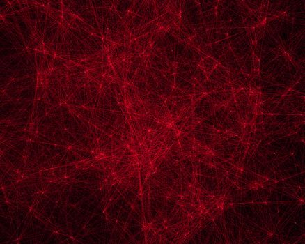 Abstract digital background with red cybernetic particles