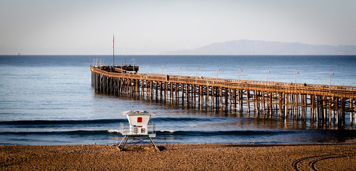 The Ventura Pier with Santa Cruz Island in the background