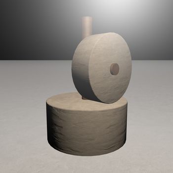 Oil mill working, 3d render, square image