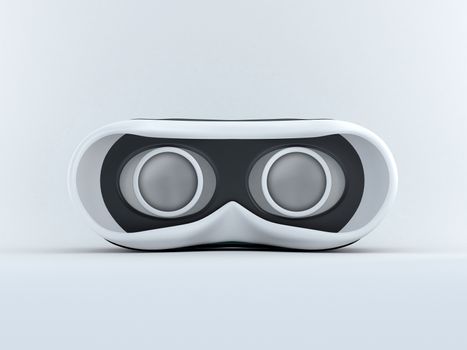 Glasses for virtual reality in 3D. Front view with screen off.