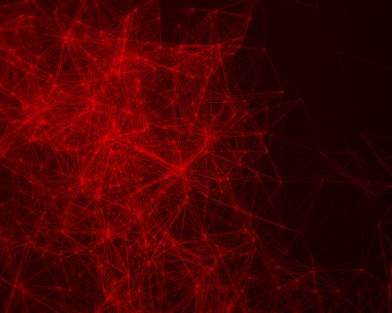 Red abstract digital background with cybernetic particles