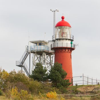 Red lighthouse at the dutch isle of Vlieland