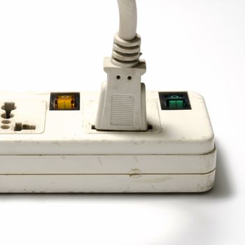 electric multiple socket outlet on a white background