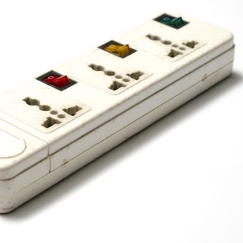 electric multiple socket outlet on a white background