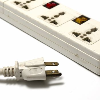 electric multiple socket outlet on a white background