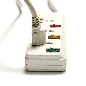electric multiple socket outlet on a white background
