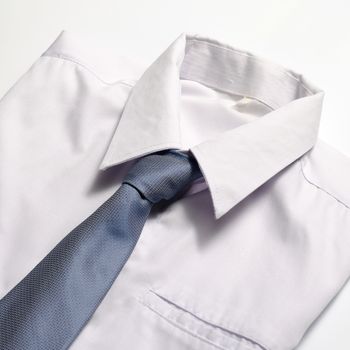 cloth white shirt with blue neck tie