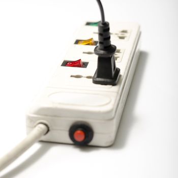 electric multiple socket outlet on a white background