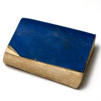 blue color old book on a white background