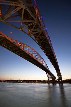 Night Photo Blue Water Bridge Ontario Michigan Sarnia Port Huron