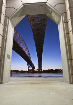 Night Photo Blue Water Bridge Ontario Michigan Sarnia Port Huron