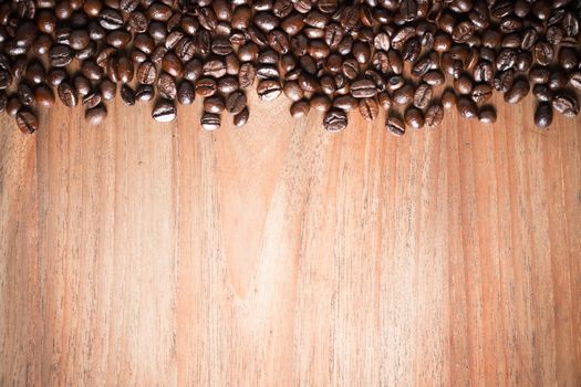 Coffee on teak wooden background, vintage