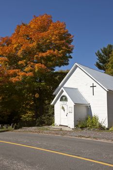 Old Country Church in Autumn Ontario Canada Bracebridge