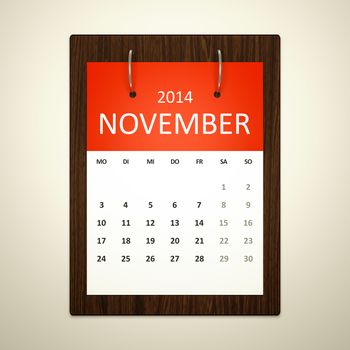 An image of a german calendar for event planning november 2014