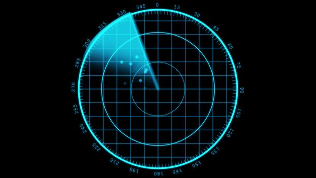Modern Radar sreen display. Flight scanner.