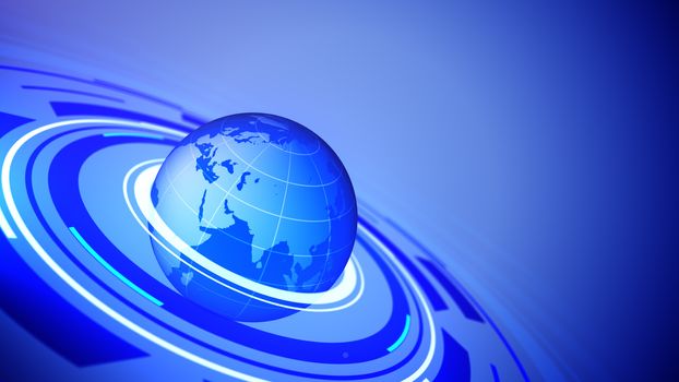 Illustration of Globe on abstract technological background.