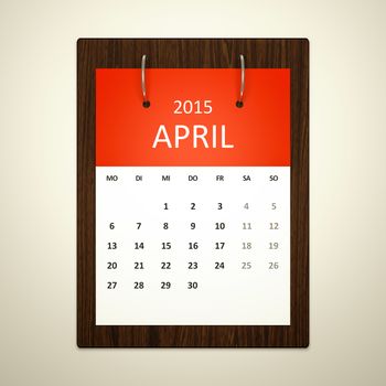 An image of a german calendar for event planning april 2015