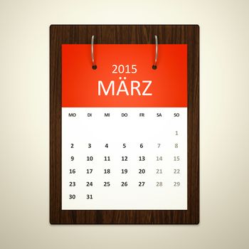 An image of a german calendar for event planning march 2015