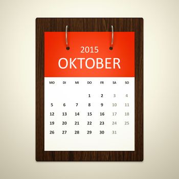 An image of a german calendar for event planning october 2015