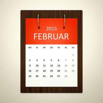 An image of a german calendar for event planning february 2015
