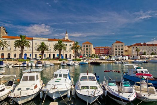 Split Riva waterfront colorful view, Dalmatia, Croatia