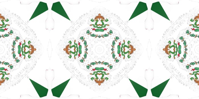 Green Ethnic pattern. Abstract kaleidoscope fabric design.