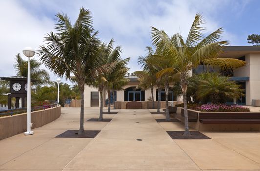 Point Loma University cafeteria entrance and courtyard California.

