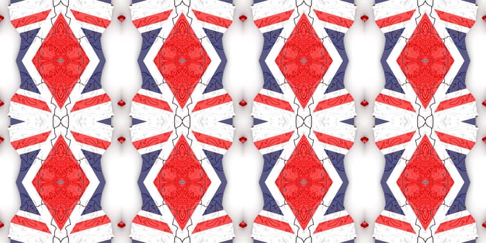 red Ethnic pattern. Abstract kaleidoscope fabric design.