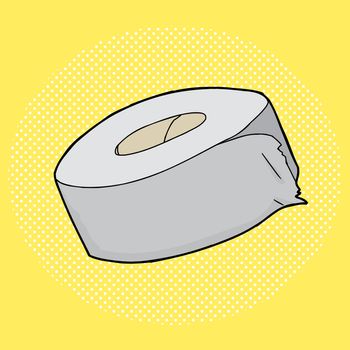 Hand drawn cartoon duct tape roll over yellow