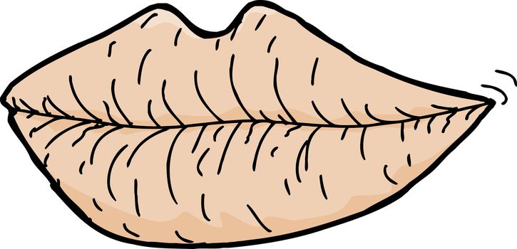 Cartoon of chapped lips on white background