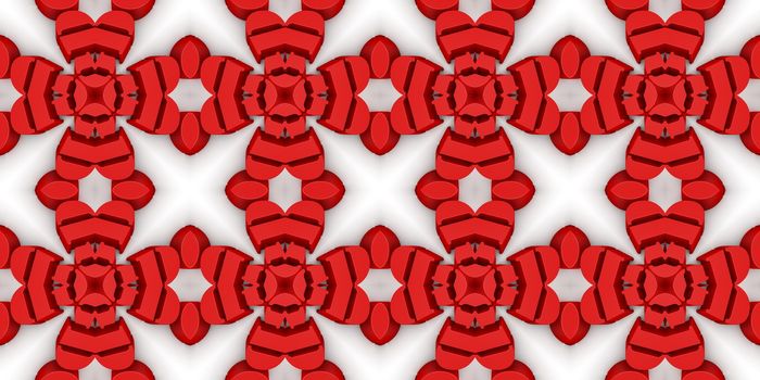 red Ethnic pattern. Abstract kaleidoscope fabric design.