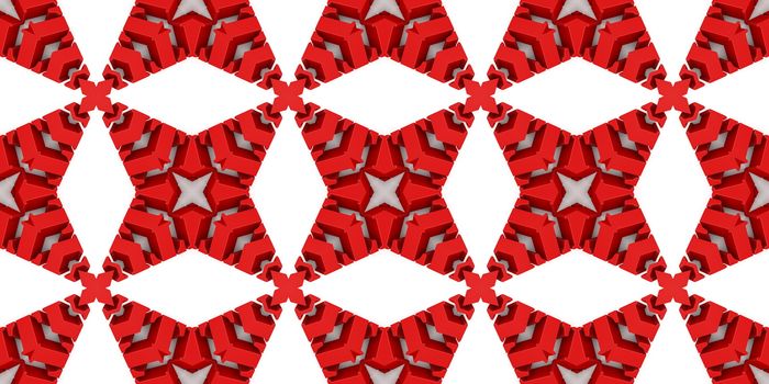 red Ethnic pattern. Abstract kaleidoscope fabric design.