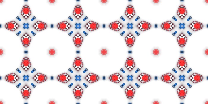 red Ethnic pattern. Abstract kaleidoscope fabric design.