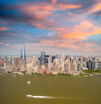 Manhattan skyline, aerial view of New York.