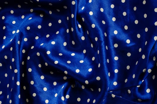 polka dot blue silk satin