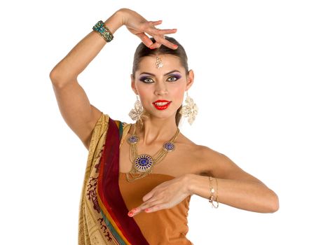 Beautiful Indian girl dancing in national dress