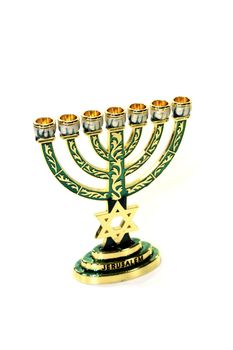 Menorah with Star of David on a light background