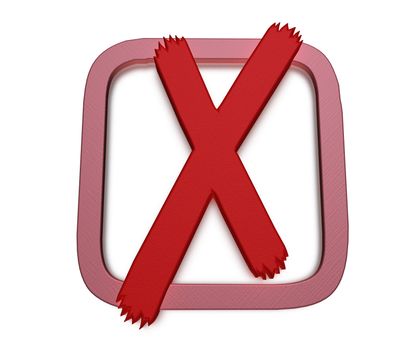 Red 3d symbol of cross mark on white background