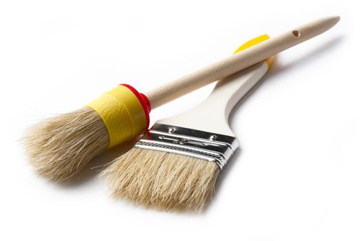 Paint brushes on the white background