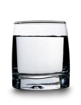 Glass of water on white background